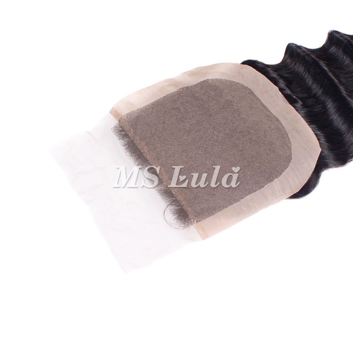 Virgin Hair Deep Wave Silk Base Closure 4X4 Size - 图片 5